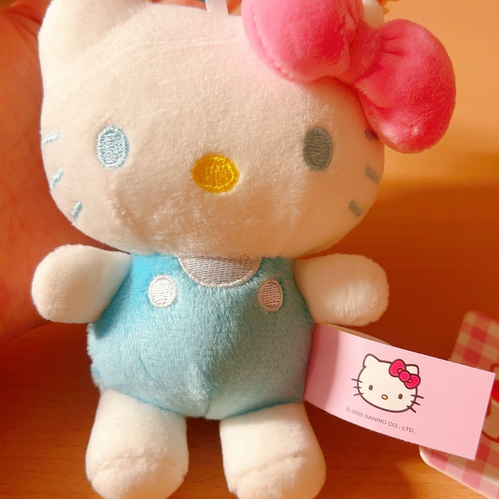 Hello Kitty Plush with Pink Bow and Blue Outfit